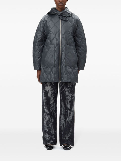 Ganni Ganni Shiny Quilt Midi Jacket