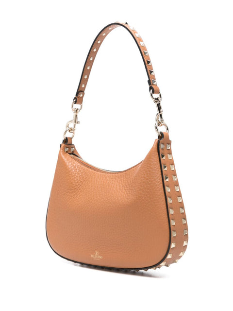 Valentino Garavani Valentino Garavani Rockstud Hobo In Pomegranate Calfskin