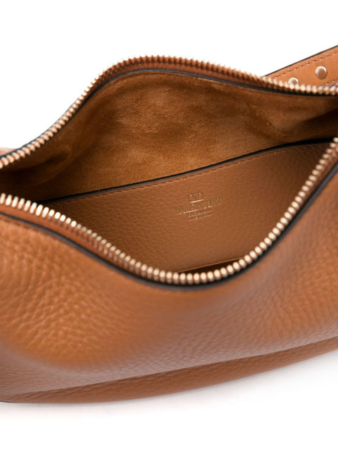 Valentino Garavani Valentino Garavani Rockstud Hobo In Pomegranate Calfskin