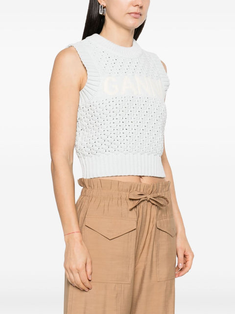 Ganni Ganni Openwork cotton vest