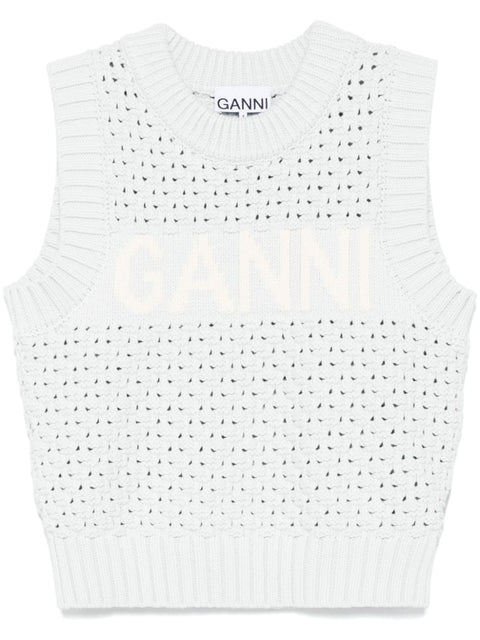 Ganni Ganni Openwork cotton vest