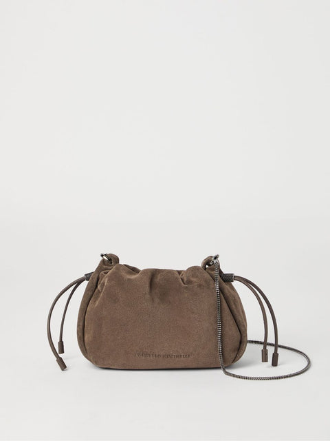 Brunello Cucinelli Brunello Cucinelli Mellow mini bucket bag in suede with precious chain