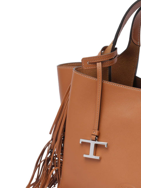Tod'S Tod's T Timeless Mini fringed leather tote bag