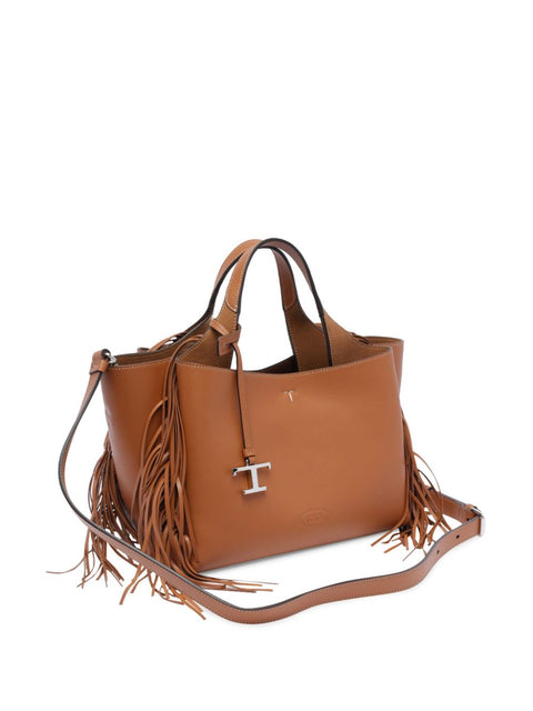Tod'S Tod's T Timeless Mini fringed leather tote bag