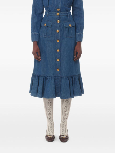 Valentino Valentino Denim Midi Skirt