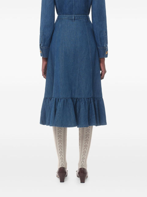Valentino Valentino Denim Midi Skirt
