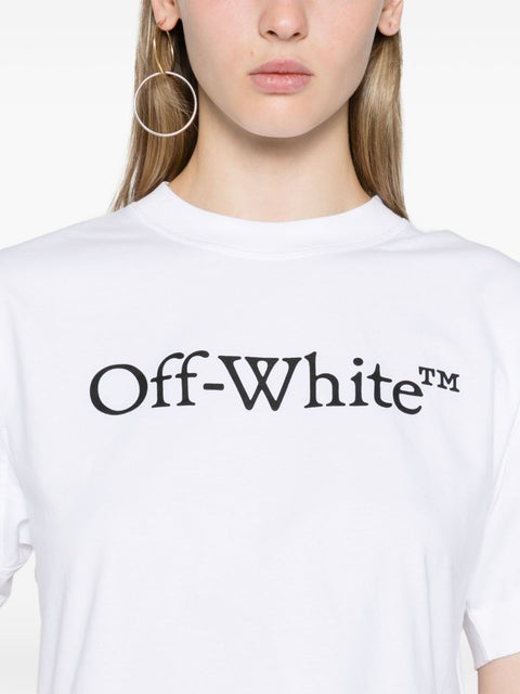 Off White Off White Bookish logo-print cropped T-shirt
