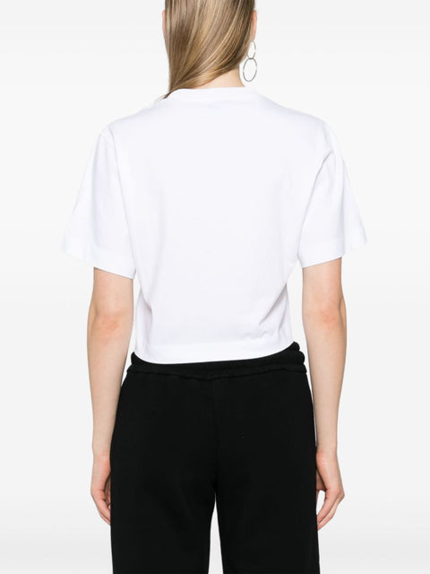 Off White Off White Bookish logo-print cropped T-shirt