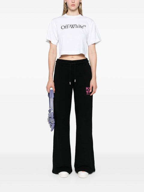 Off White Off White Bookish logo-print cropped T-shirt