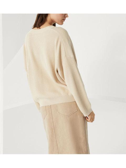 Brunello Cucinelli Brunello Cucinelli cotton english rib sweater with shiny detail