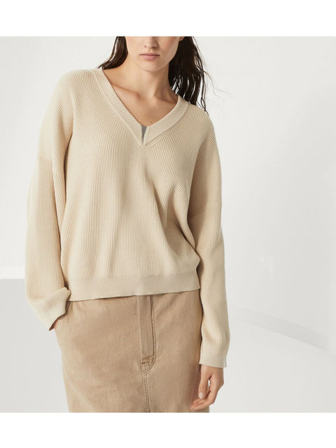 Brunello Cucinelli Brunello Cucinelli cotton english rib sweater with shiny detail