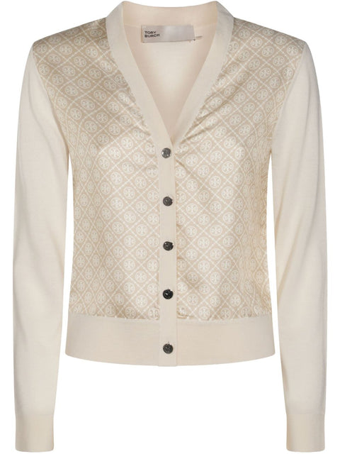 Tory Burch Tory Burch T-monogram silk cardigan