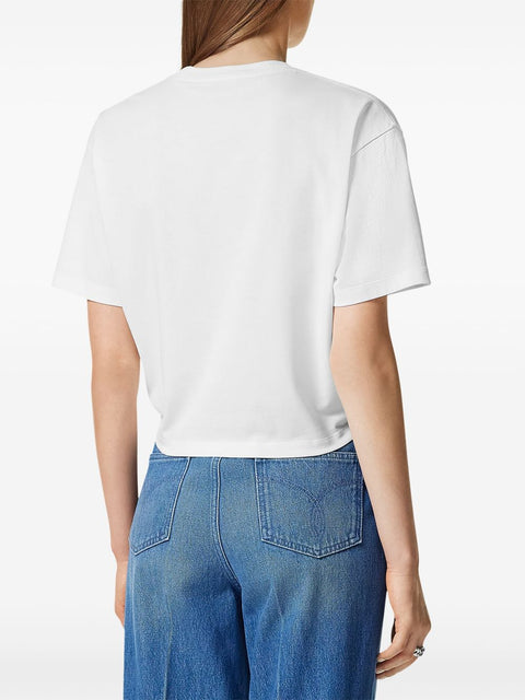 Versace Versace logo-embroidered T-shirt in white