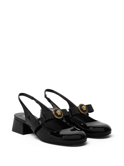 Versace Versace Gianni Ribbon Patent Slingback Pumps 35 mm
