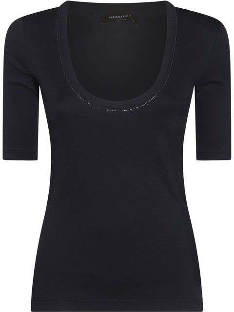 Fabiana Filippi Fabiana Filippi beaded-trim ribbed-knit Top