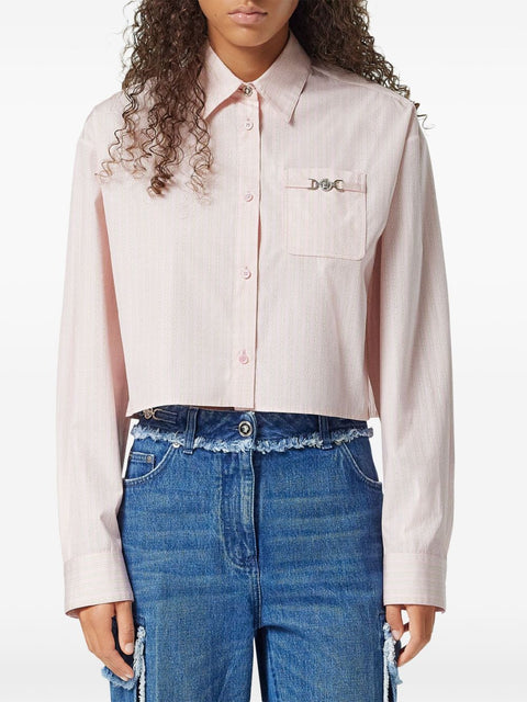 Versace Versace Pinstripe Chain boxy short shirt