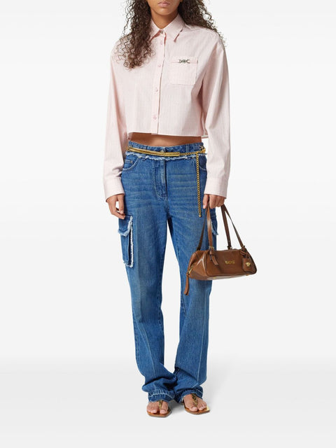 Versace Versace Pinstripe Chain boxy short shirt