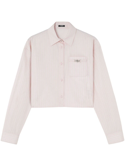 Versace Versace Pinstripe Chain boxy short shirt