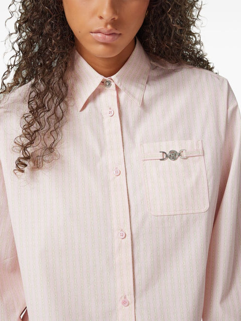 Versace Versace Pinstripe Chain boxy short shirt