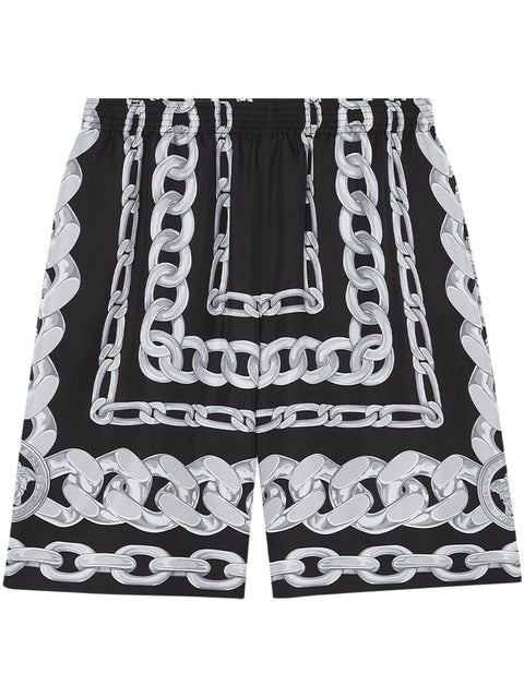 Versace Versace Medusa Chains Silk Shorts