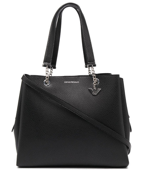 Emporio Armani Emporio Armani pebbled-effect logo-plaque tote bag