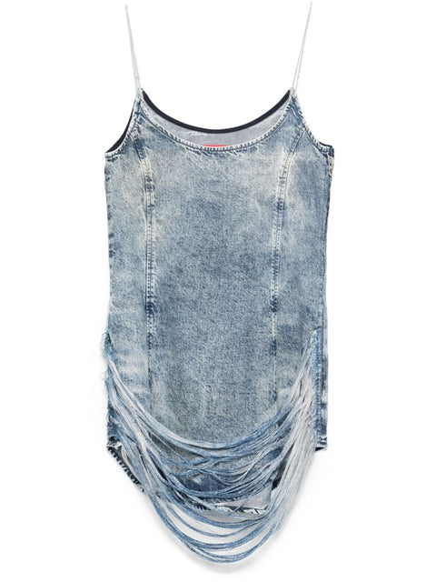 Diesel Diesel Tencel denim mini dress with fringes