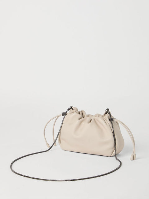 Brunello Cucinelli Brunello Cucinelli Bucket Mellow mini bag in Soft leather with Precious Chain