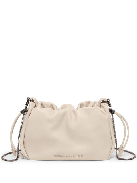 Brunello Cucinelli Brunello Cucinelli Bucket Mellow mini bag in Soft leather with Precious Chain