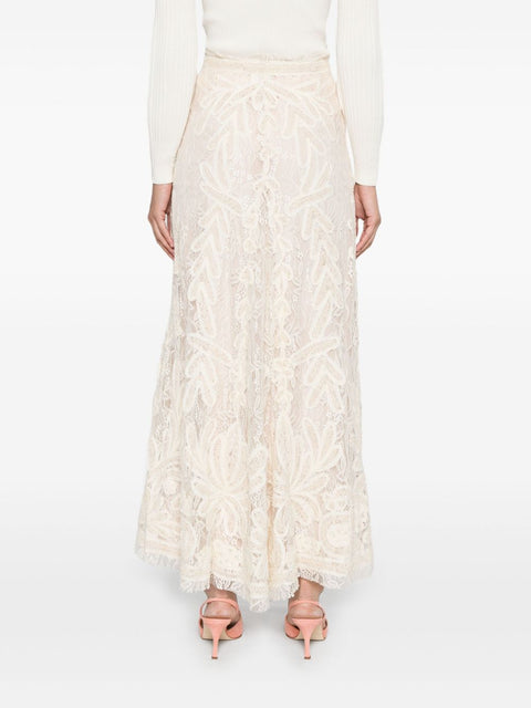 Parosh Parosh beige lace long skirt