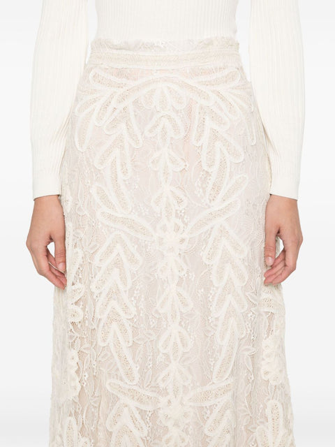 Parosh Parosh beige lace long skirt
