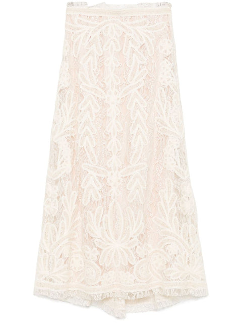 Parosh Parosh beige lace long skirt