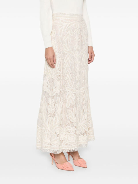 Parosh Parosh beige lace long skirt