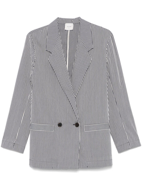 Alysi Alysi Double Breasted Striped Jacket In Blue