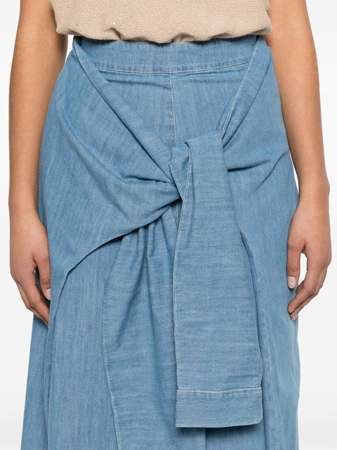 Fabiana Filippi Fabiana Filippi long denim skirt with knot detail