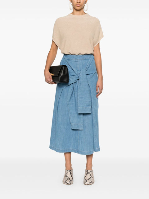 Fabiana Filippi Fabiana Filippi long denim skirt with knot detail