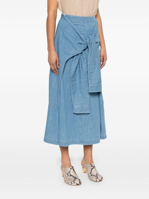 Fabiana Filippi Fabiana Filippi long denim skirt with knot detail