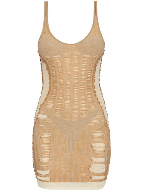 Diesel Diesel Semi-Sheer Panelled beige Mini Dress