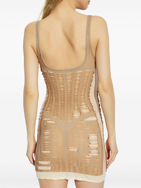 Diesel Diesel Semi-Sheer Panelled beige Mini Dress