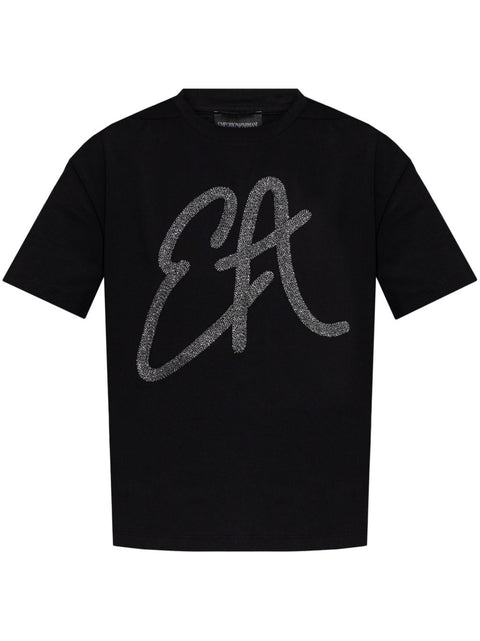 Emporio Armani Emporio Armani Cotton-jersey T-shirt with oversized lurex logo