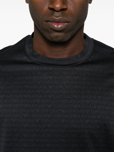 Emporio Armani Emporio Armani jersey T-shirt with all-over flocked logo lettering