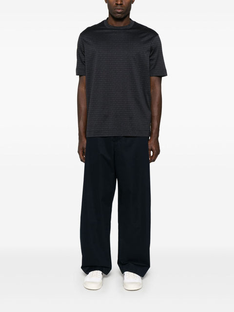 Emporio Armani Emporio Armani jersey T-shirt with all-over flocked logo lettering