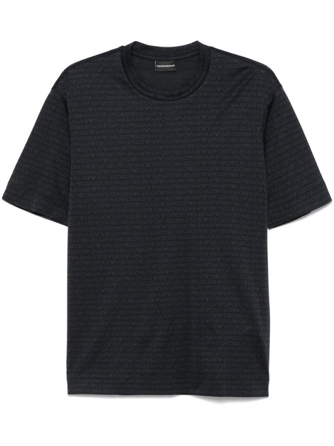 Emporio Armani Emporio Armani jersey T-shirt with all-over flocked logo lettering