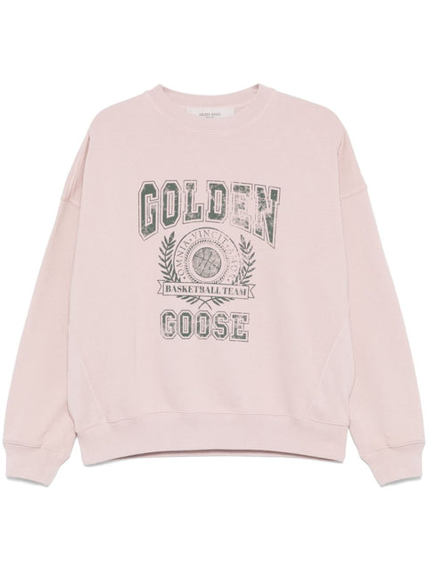 Golden Goose Golden Goose Old rose unisex round neck sweatshirt with green logo print