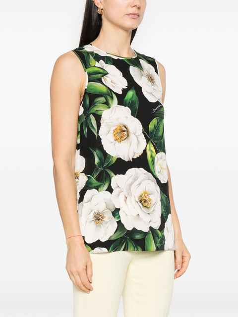 Dolce & Gabbana Dolce & Gabbana Floral silk-blend charmeuse top