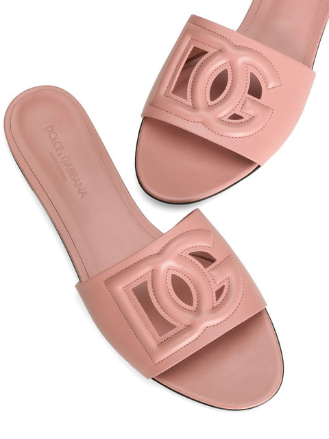 Dolce & Gabbana Dolce & Gabbana Calfskin sliders with DG logo