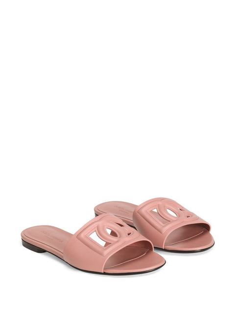 Dolce & Gabbana Dolce & Gabbana Calfskin sliders with DG logo