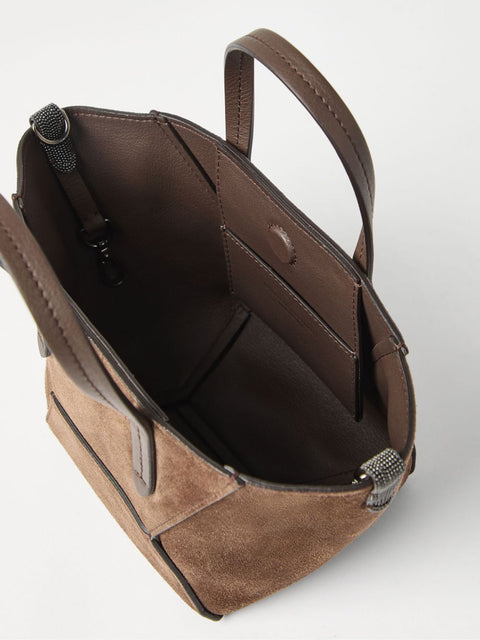 Brunello Cucinelli Brunello Cucinelli Duo mini bag in suede with monili