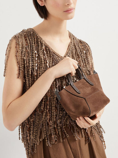 Brunello Cucinelli Brunello Cucinelli Duo mini bag in suede with monili