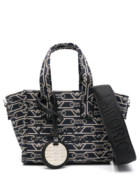 Emporio Armani Emporio Armani Small tote bag in all-over monogram jacquard canvas