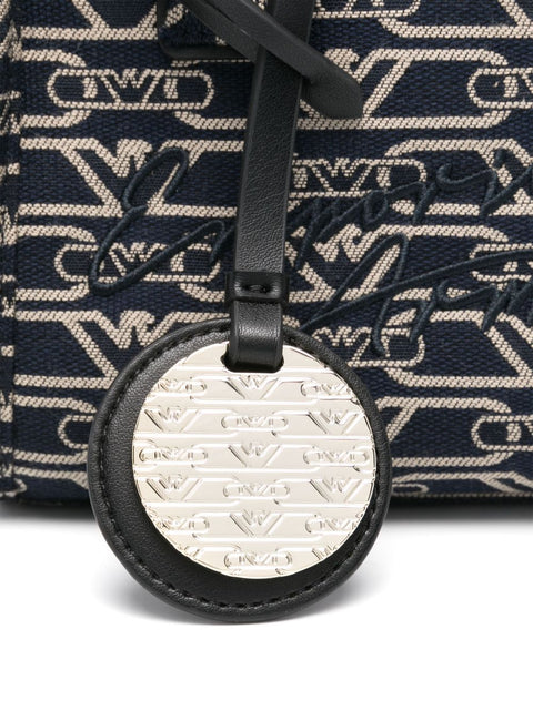 Emporio Armani Emporio Armani Small tote bag in all-over monogram jacquard canvas